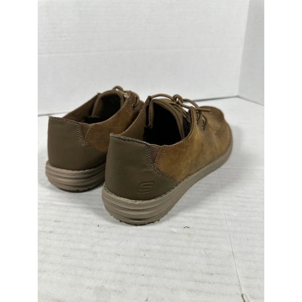 Skechers‎ Mens Relaxed Fit Memory Foam Leather Moc Toe Shoes Brown 210107 Size 8